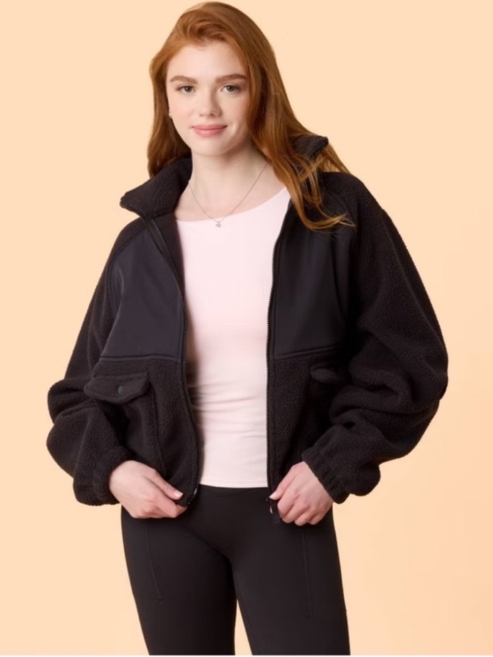 Blogilates Women’s Bonfire Fleece Jacket - Black Size Medium NWOT
